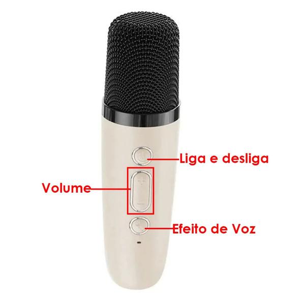 Imagem de Caixa de Som Bluetooth Karaoke Microfone RGB LED Iluminaçao Altera Voz Caixinha Alto Falante Musica Som Sem Fio Aniversario Comemoraçao Festa