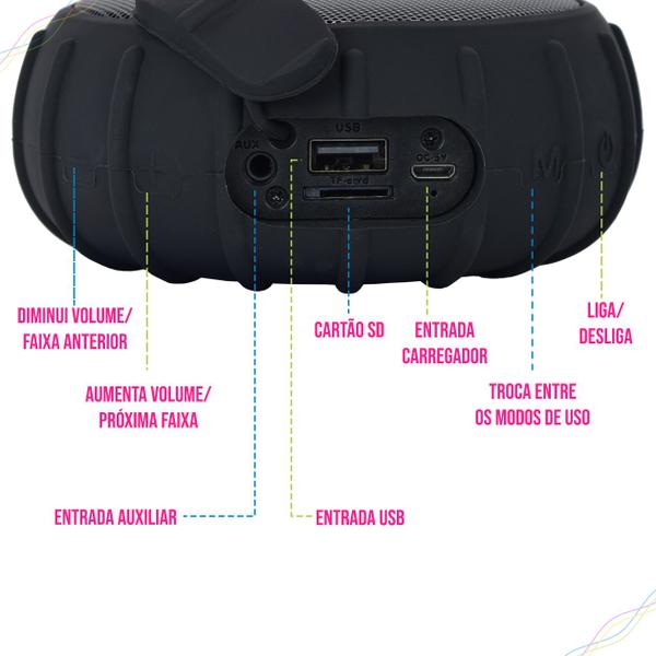 Imagem de Caixa de Som Bluetooth Portátil Potente USB Cartão SD Entrada Aux Resistente a Água AL-652