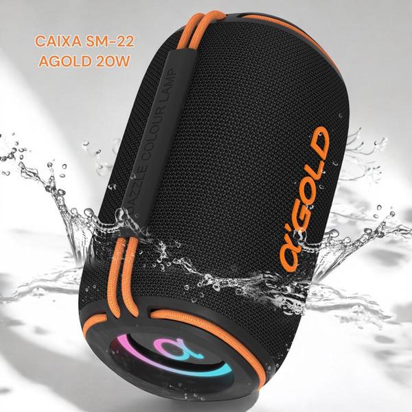 Imagem de Caixa De Som Bluetooth Portátil SM-22 A Gold Tws Sem Fio Estéreo Bluetooth 20w Resistente Água IPX6