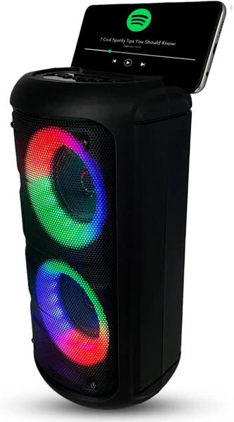 Imagem de Caixa De Som Bluetooth Torre Portátil Potente Ent. Usb Microfone SD Rádio Fm TWS Led RGB Excelentes Graves Bateria