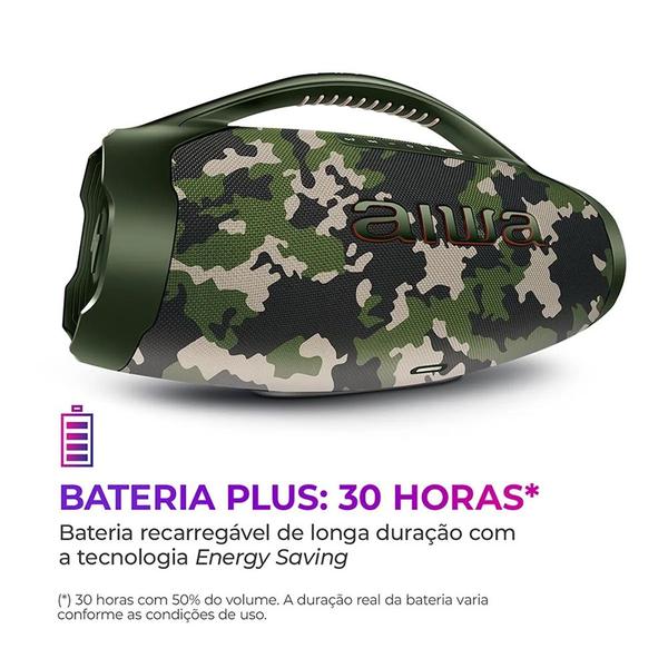 Imagem de Caixa de Som Boombox Plus Aiwa Bbs-01-gr 200w Bt 30h Ip66 Usb Verde