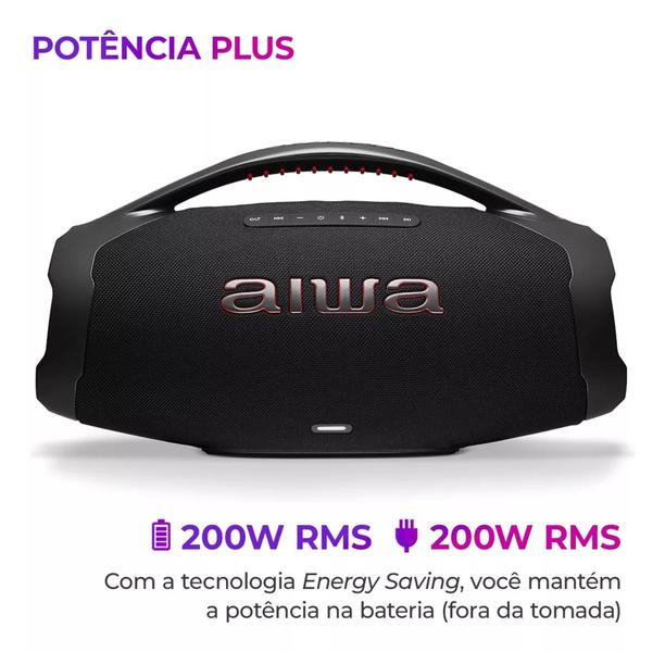 Imagem de Caixa de Som Boombox Plus AIWA BBS-01B 200W 30H IP66 USB