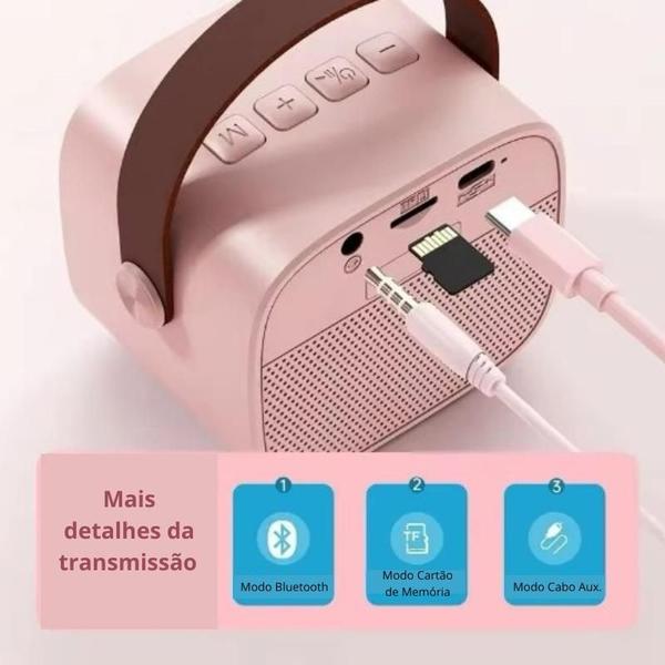 Imagem de Caixa de som com microfone, Alto-falante Bluetooth Karaoke com Microfone, Luzes LED e Diversão para Toda a Família