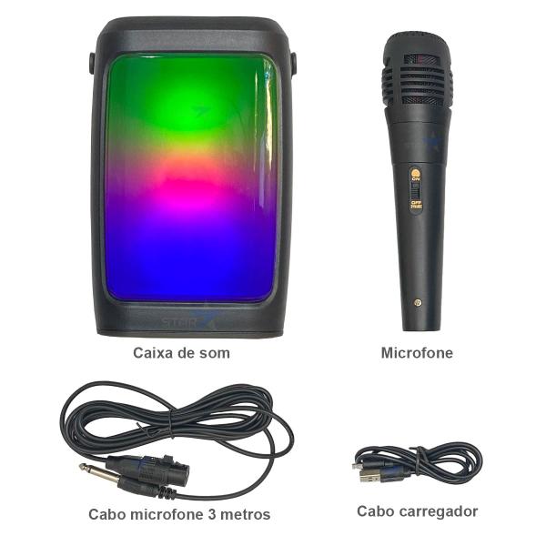 Imagem de Caixa De Som Com Microfone Infantil Caixinha Luz Bluetooth