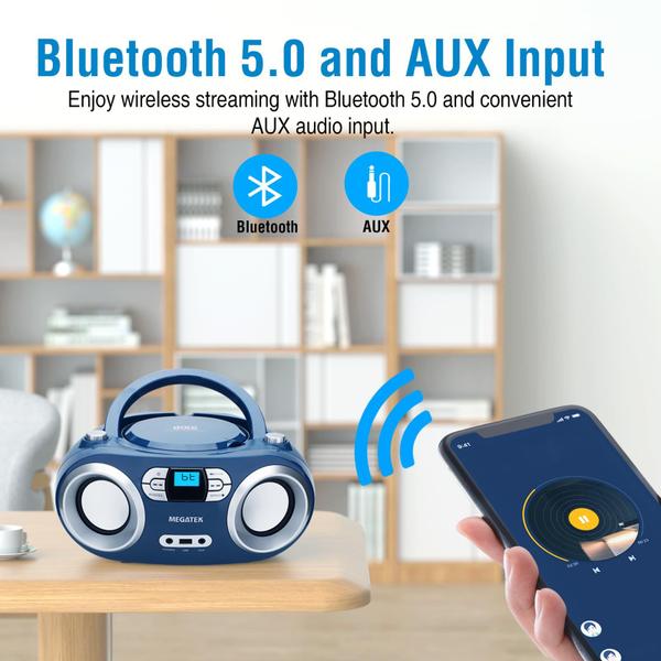 Imagem de Caixa de som de CD portátil MEGATEK CB-M25BT com Bluetooth Blue Jay