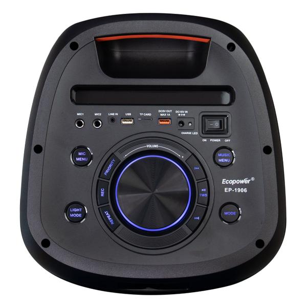 Imagem de Caixa de Som Ecopower EP-1906 - Aux/USB - - 60W - 2 Microfones - 2X 8" - Preto