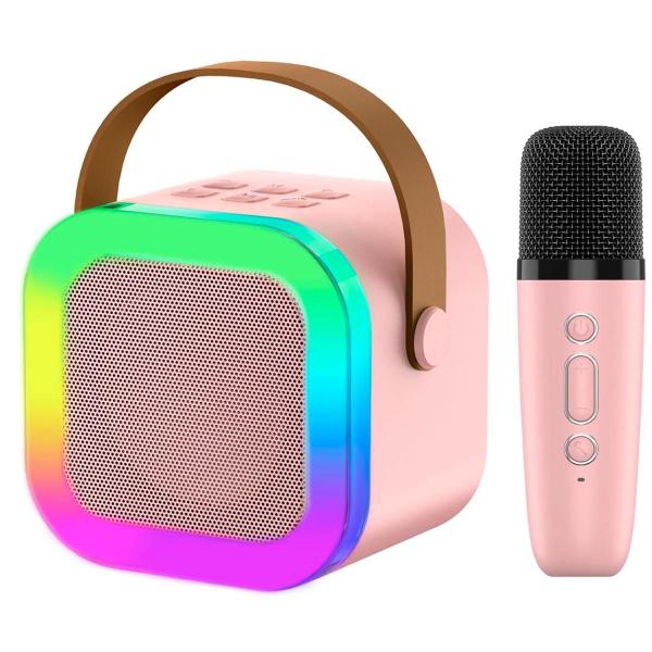 Imagem de Caixa de Som Karaokê Infantil Bluetooth Microfone Sem Fio Com Led Rgb