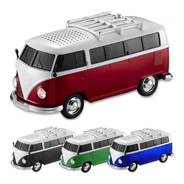 Imagem de Caixa De Som Kombi Bluetooth Led Miniatura De Carro Kombosa (Preta)