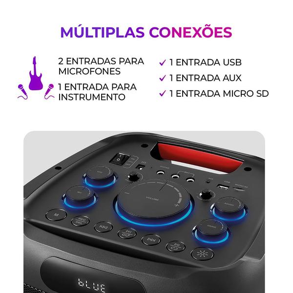 Imagem de Caixa de Som PartyBox AIWA PB-04 Bluetooth 18H RGB USB TWS Preto