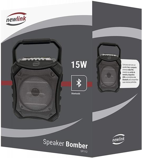 Imagem de Caixa de Som Portátil 15W Entrada para microfone, USB, Cartão SD, Aux e Rádio FM - Speaker Bomber SP112