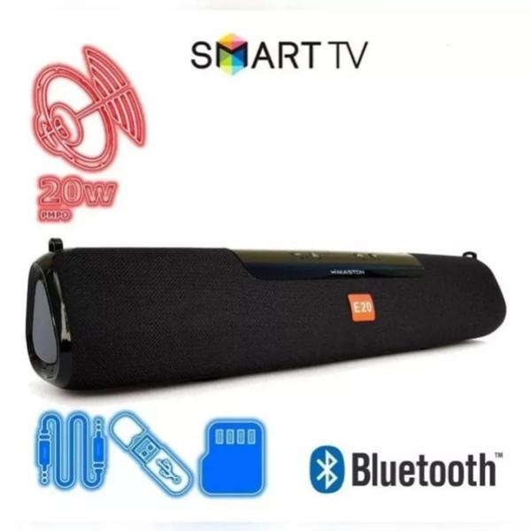 Caixa de Som Portátil Bluetooth Rádio, Celular Smart TV USB CABO P2, GAME PC - E20 Imagem de Caixa de Som Portátil Bluetooth Rádio, Celular Smart TV USB CABO P2, GAME PC