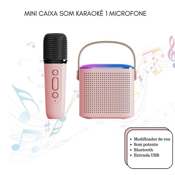 Imagem de Caixa De Som Portátil Com Microfone Karaokê LED sem fio Bluetooth Família Criança