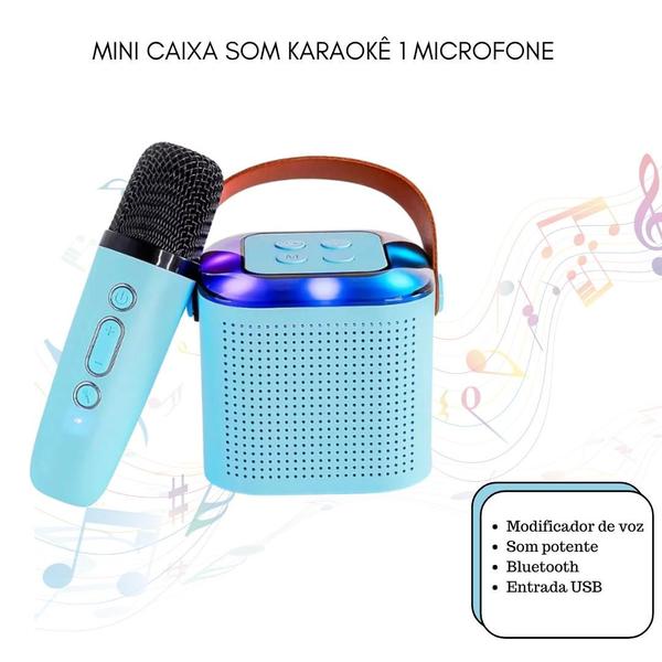 Imagem de Caixa De Som Portátil Com Microfone Karaokê sem fio Bluetooth Luzes LED infantil presente