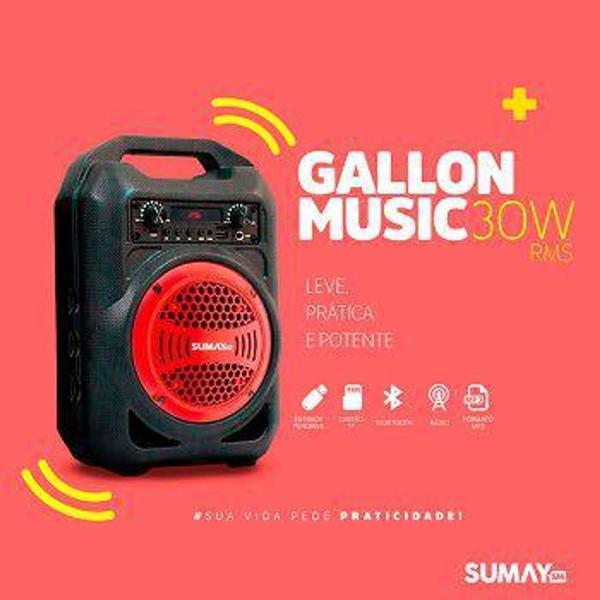 Imagem de Caixa de Som Portátil Gallon Music - Vermelho - Sumay