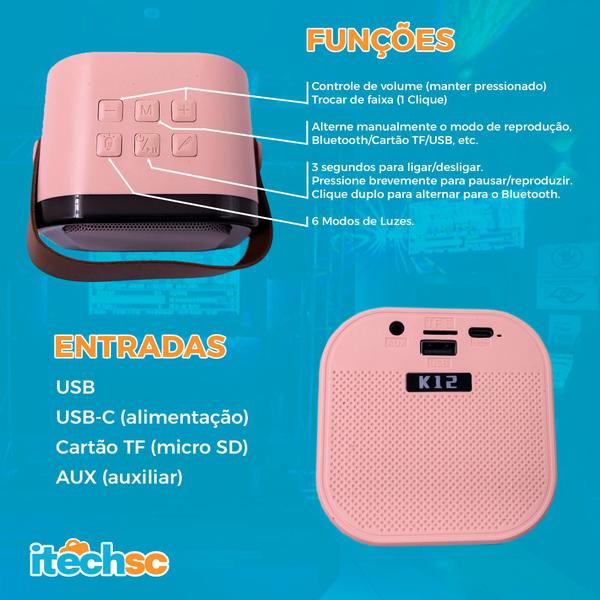 Imagem de Caixa de Som Portatil RGB Bluetooth 2 Microfones Karaoke