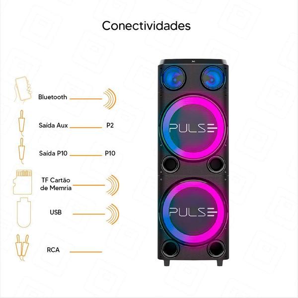 Imagem de Caixa De Som Pulse Torre Double Sp508 12'' Bluetooth 2300W