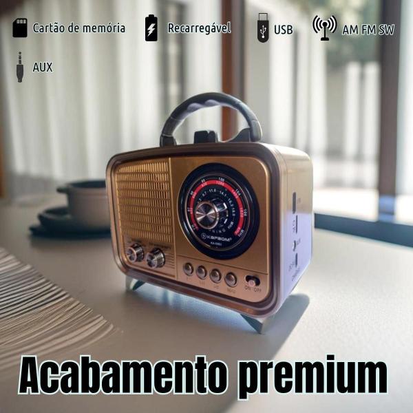 Imagem de Caixa De Som Retrô Rádio Am Fm Vintage Bluetooth Marrom