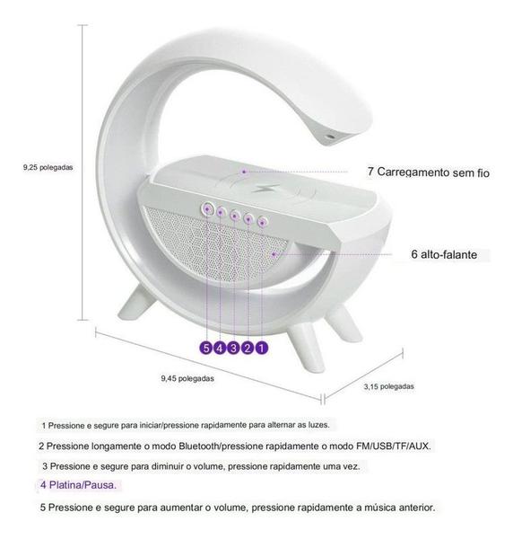 Imagem de Caixa De Som Rgb G Speaker Design Branco Bluetooth