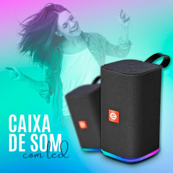 Imagem de Caixa de som soundbox caixinha de som portátil Multimídia Fm Sd P2 Usb com LED Exbom som portátil