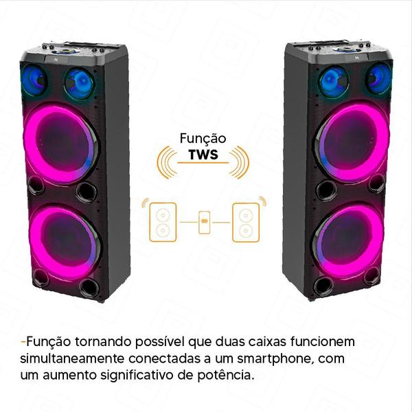 Imagem de Caixa de Som Torre Double Pulse SP508 12'' LED Bluetooth 2300W - 1 Mic