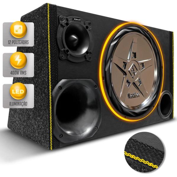 Imagem de Caixa De Som Trio Automotivo Champion Subwoofer Shutt By Bomber 12 Pol 400w RMS Neon Bate Forte