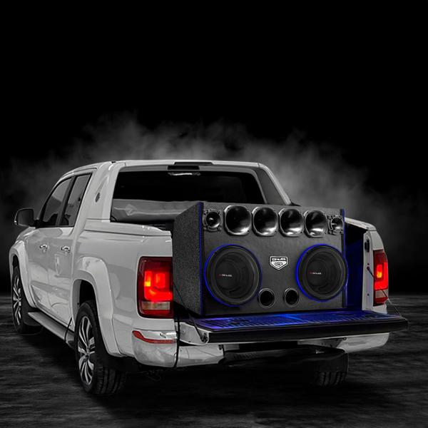 Imagem de Caixa De Som Trio Corneteira Automotivo Shutt Subwoofer 12 Polegadas 1400W LED Neon Grave Forte