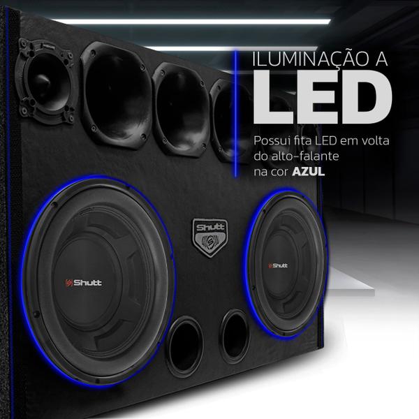 Imagem de Caixa De Som Trio Corneteira Automotivo Shutt Subwoofer 12 Polegadas 1400W LED Neon Grave Forte