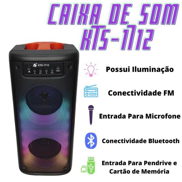 Imagem de Caixa de Som X-Cell Com RGB Amplificada Kts-1712 Preto