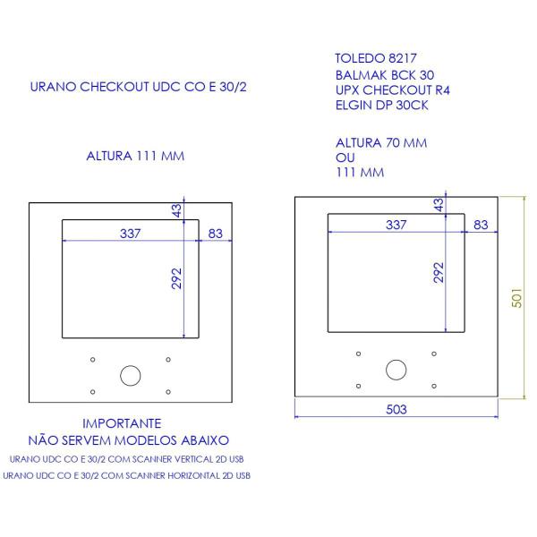 Imagem de Caixa De Supermercado Checkout 1,30M Mesa Reta Com Furação Para Balança Innal