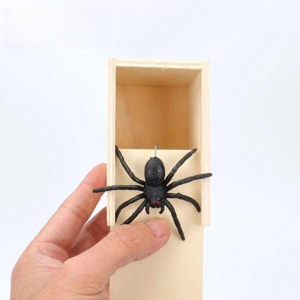 Imagem de Caixa de Susto com Aranha de Madeira - Brinquedo Engraçado para Brincadeira e Presente