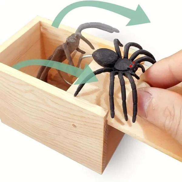 Imagem de Caixa de Susto com Aranha de Madeira - Brinquedo Engraçado para Brincadeira e Presente