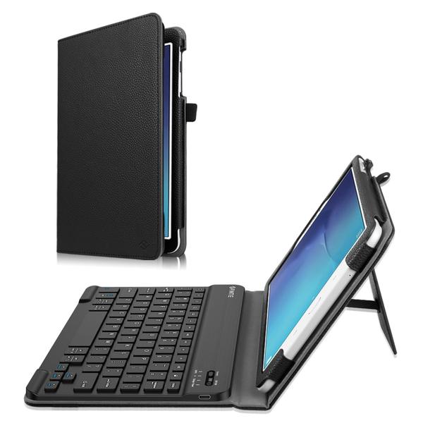 Imagem de Caixa de teclado Fintie para Samsung Galaxy Tab E 9.6 - Capa de suporte de couro SLIM Fit PU com qualidade premium Material Duro All-ABS Teclado Bluetooth sem fio removível, preto