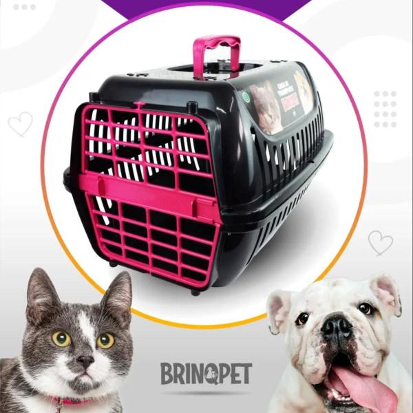 Imagem de Caixa de Transporte Brinqpet N2 Premium  Preto e Rosa