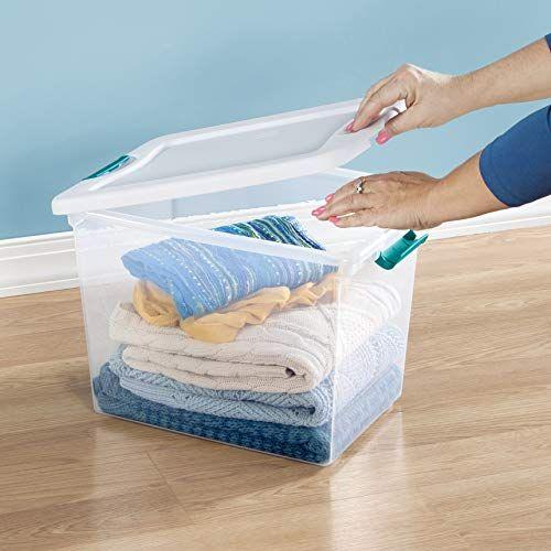 Imagem de Caixa de travamento Sterilite 25 Qt./24 L transparente, quarto, branco, 6 peças