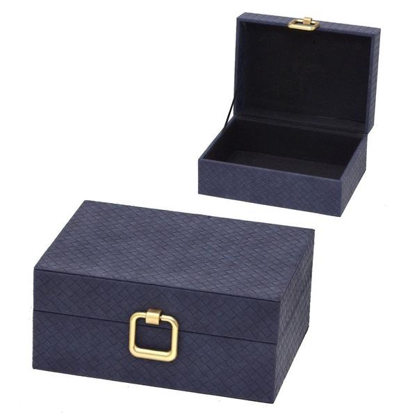 Caixa Decorativa Azul e Dourado 23x10,5x17,5cm - E. I. Imagem de Caixa Decorativa Azul e Dourado 23x10,5x17,5cm