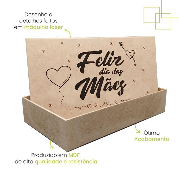 Imagem de Caixa Decorativa Embalagem Presente Dia das Mães em MDF Cru 25x15x5