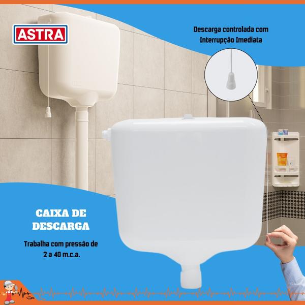 Imagem de Caixa Descarga Elevada Parede C/ Engate Controlada 9 Litros