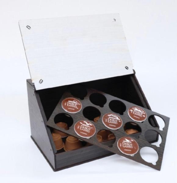 Caixa dolce gusto com tampa tabaco e branca - Perli Imagem de Caixa dolce gusto com tampa tabaco e branca - Perli