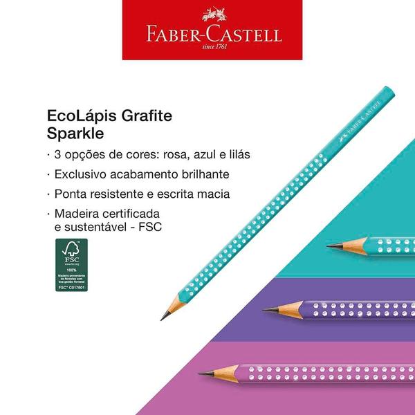 Caixa Ecolápis Grafite Sparkle Azul com 12 Unidades - Faber-Castell Imagem de Caixa Ecolápis Grafite Sparkle Azul com 12 Unidades - Faber-Castell