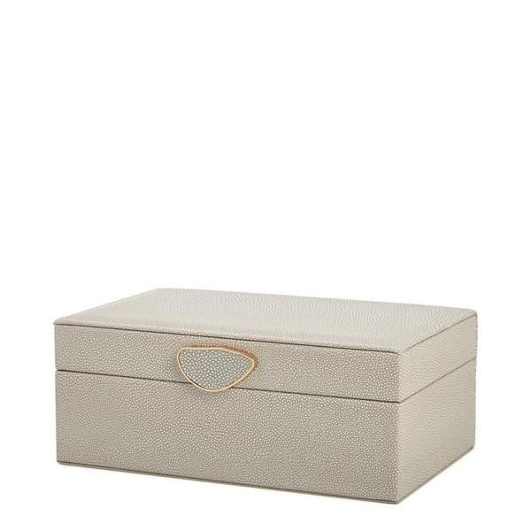 CAIXA EM MDF COM REVESTIMENTO EM PU CINZA MART 23cm Imagem de CAIXA EM MDF COM REVESTIMENTO EM PU CINZA MART 23cm