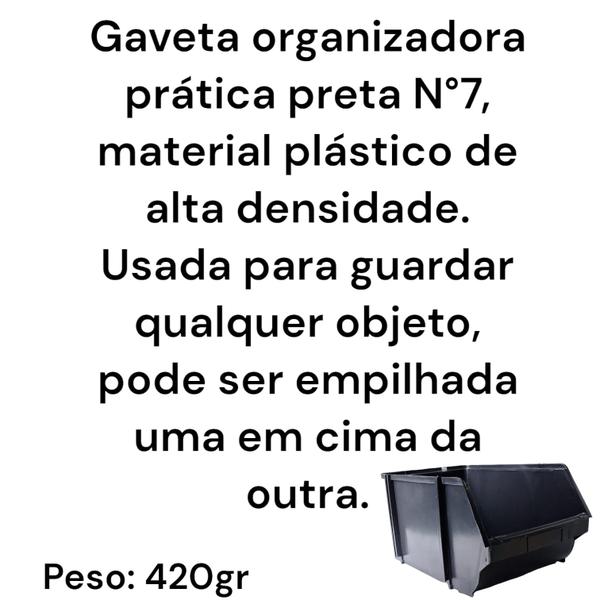 Imagem de CAIXA EMPILHÁVEL 19,9x16,9x32,6CM Nº7 PRETA CAIXINHA PLÁSTICA