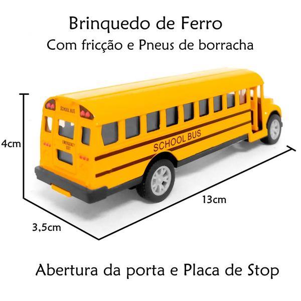 Imagem de Caixa Expositora com 12 Ônibus Escolares de Metal Miniatura Clássico