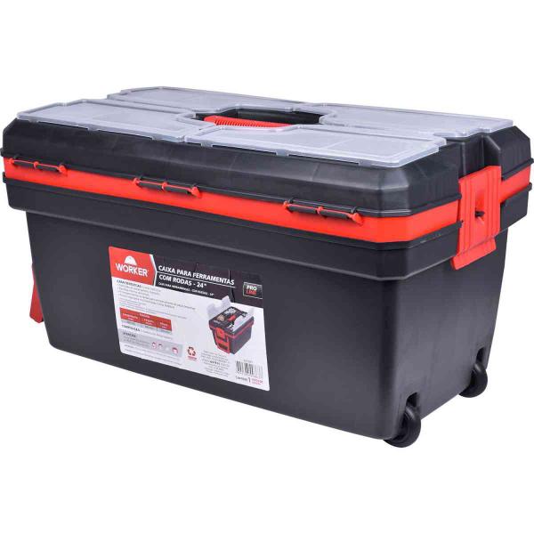 Caixa Ferramenta Plástica 24" Com Rodas Worker Imagem de Caixa Ferramenta Plástica 24" Com Rodas Worker