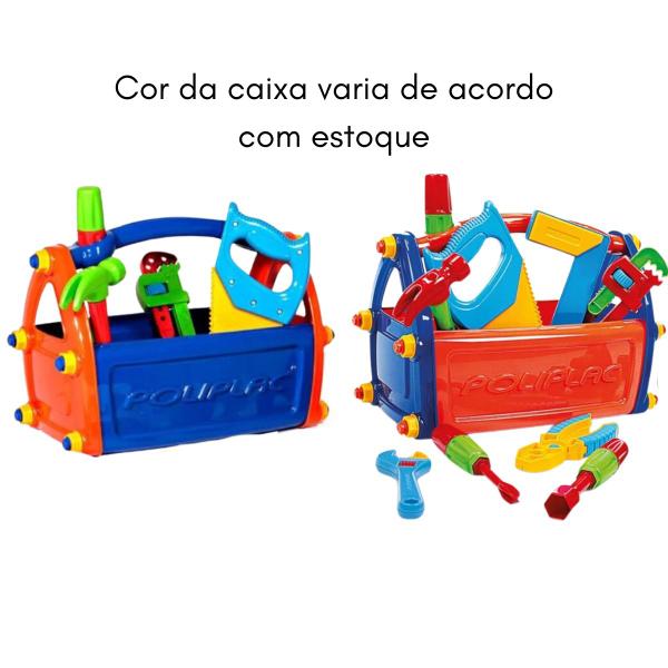 Imagem de Caixa Ferramentas Brinquedo Maleta Infantil Carrinho Montar Faz de Conta Menino Educativo Presente Poliplac