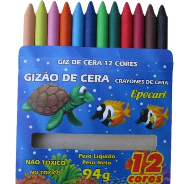 Imagem de Caixa Giz de Cera Grosso Infantil Caixa Com 12 Unidades 94g