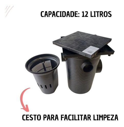 Imagem de Caixa Gordura 12 Litros Com Cesto Para Limpeza 240x365x240mm