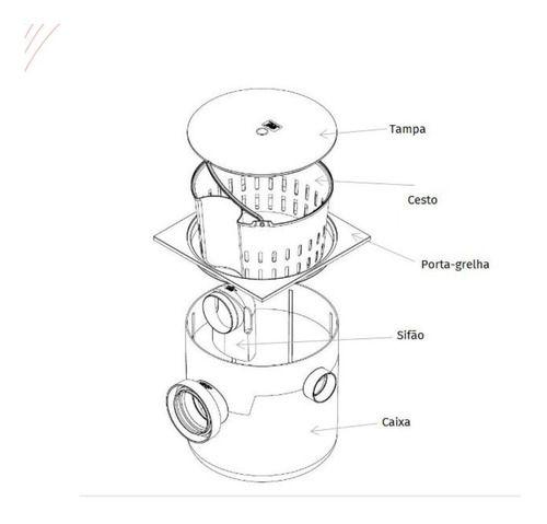 Imagem de Caixa Gordura Com Cesto E Tampa Sifonada - Para Pia Cozinha