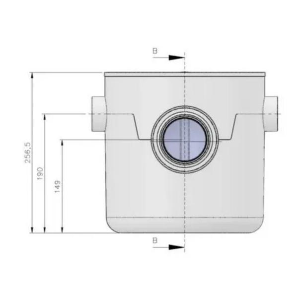 Imagem de Caixa Gordura Sifonada Quadrada C/ Grelha Cesto 250x250x75/100mm Herc