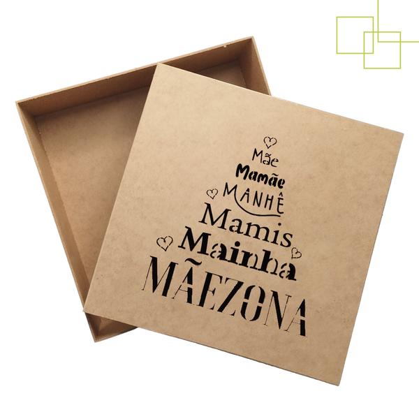 Imagem de Caixa Grande Presente Escrita Mãe Mamãe Manhê Mainha Mãezinha Mãezona em MDF 30X30X10