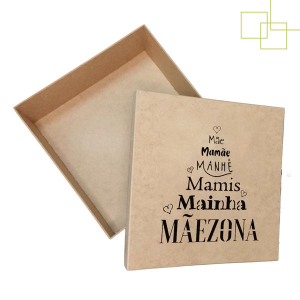 Imagem de Caixa Grande Presente Escrita Mãe Mamãe Manhê Mainha Mãezinha Mãezona em MDF 30X30X10